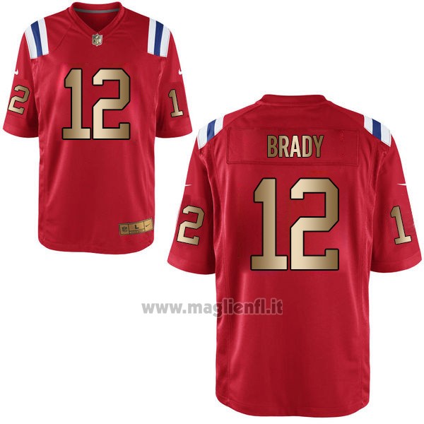 Maglia NFL Gold Game New England Patriots Brady Rosso